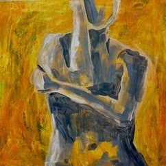 abstract painting of torso with blank face