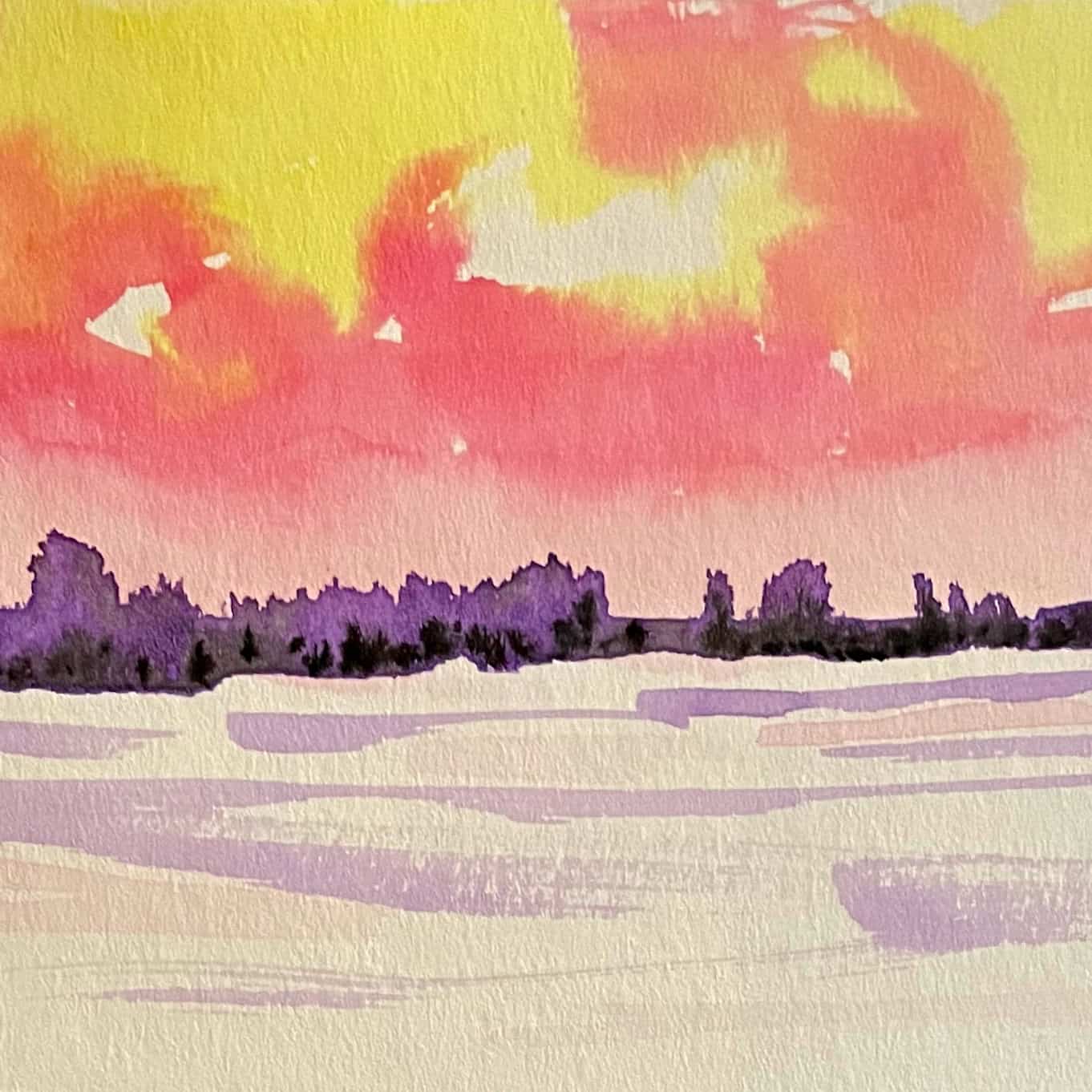 Watercolor snowscape.